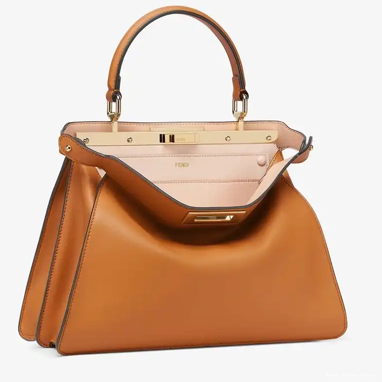Cheap HOT Medium Brown Fendi Peekaboo Nappa Bag ISeeU Laether In 0622